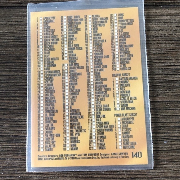 ’94 Marvel Masterpieces trading card: Check list #140 - Picture 2 of 2